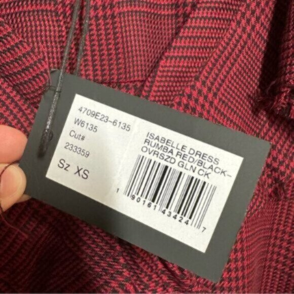 NWT Paige | Rumba Red & Black Plaid Isabelle Mini Dress Size XS - Picture 15 of 15